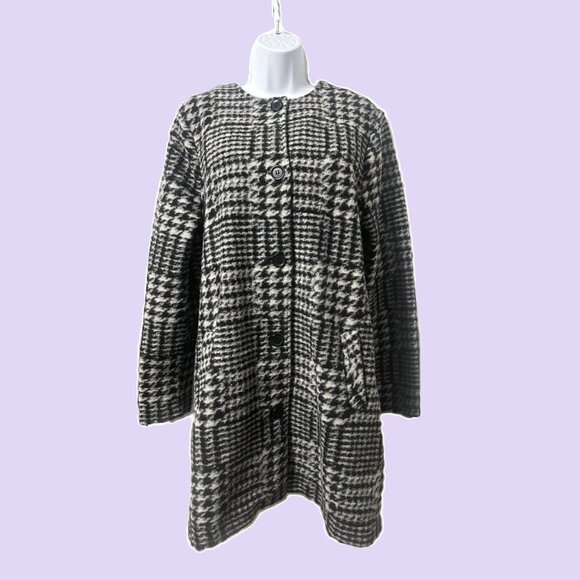 Nanette Lepore Wool Blend Houndstooth Coat, Size Medium (8-10) - Picture 8 of 8